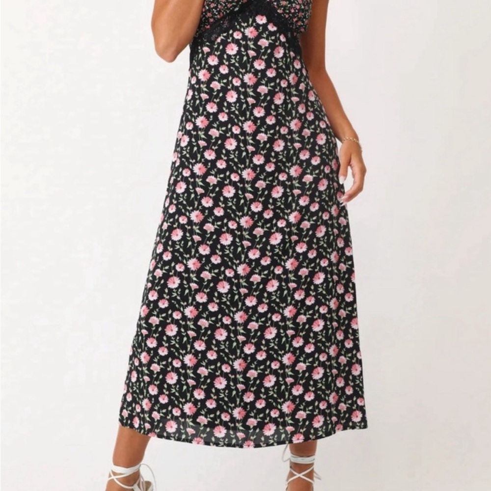 Kittenish Black and Pink Maxi A-Line Skirt
